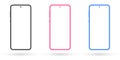 Smartphone mockup set. Mobile phone screen blank. Colorful cellphones isolated on white background. Vector illustration Royalty Free Stock Photo